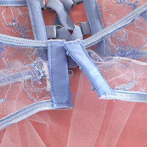 Tanga Strumpfband Dessous Set Erotik Sexy BH und Slip Brief Unterwäsche Transparente Stickerei <span class=keywords><strong>3</strong></span> Stück Spitze Frauen Dünnes Netz Vlies - Product Image 4