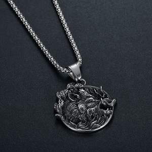 Prêt à expédier de haute qualité Viking Souvenir collier en acier inoxydable collier Viking pour hommes mythe nordique collier de <span class=keywords><strong>sanglier</strong></span> (BN172) - Product Image 2