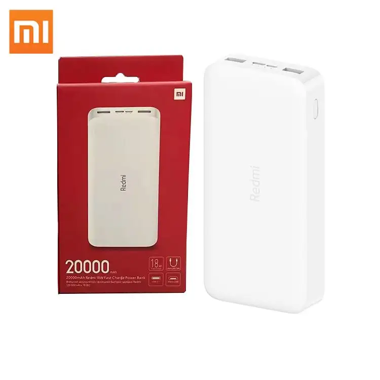 Original Xiaomi Redmi Power Bank 20,000mah with quick charger Micro USB USB-C 2 portable Xiaomi 10,000mAh Power Bank