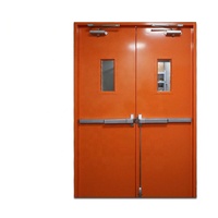 Porte coupe-feu double certifiée CE pour bâtiment commercial, en acier galvanisé, autres portes coupe-feu avec barre anti-panique