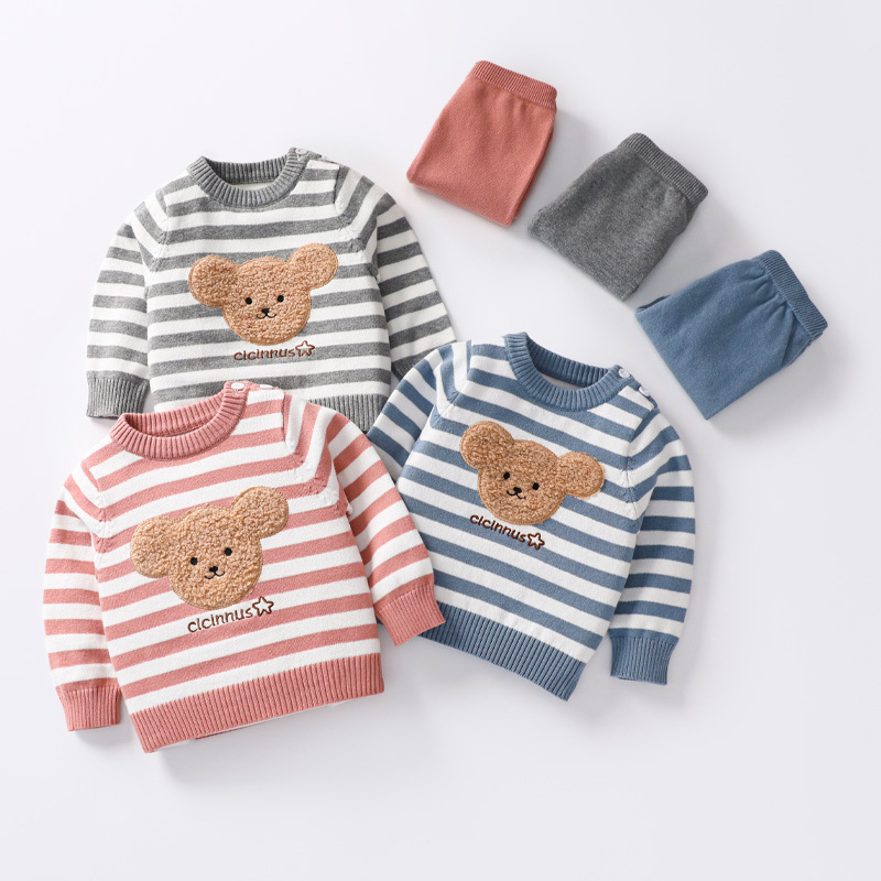 Autumn Warm Infant Baseball Jacket Trousers