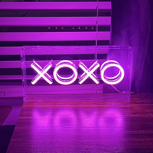 Enseigne XOXO en néon, boîte lumineuse LED USB de bureau, enseigne de bar en néon rose, enseigne murale 3D pour fête, taxi, hôpitaux et entreprises - Product Image 1