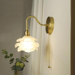NEW French Style <b>Light</b> Luxury Rose Bedroom Bedside Lamp Simple European Style Retro <b>With</b> <b>Switch</b> Nordic Glass <b>Wall</b> Decoration - Product Image 3