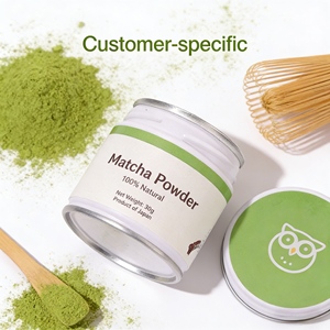 Envase Redondo de Hojalata de Grado Alimenticio de 60*60/68 mm, Etiqueta Adhesiva con Logotipo Personalizado, 30g 50g RTS, Polvo de Matcha, Té Verde, Frascos Sellados, Caja de Embalaje - Product Image 1