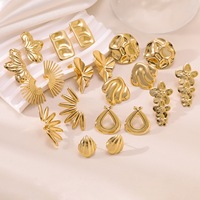 Boucles d'oreilles clous en acier inoxydable plaqué or 18 carats, géométriques et irrégulières, accessoires de bijoux de mode en gros