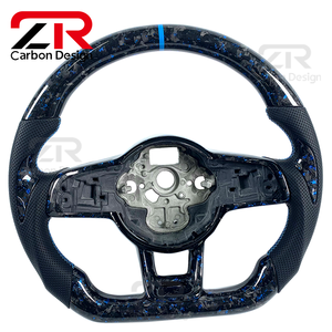 Volant en cuir véritable personnalisé en fibre de carbone forgée pour Volkswagen MK7 MK6 <span class=keywords><strong>Golf</strong></span> 6 <span class=keywords><strong>Golf</strong></span> <span class=keywords><strong>7</strong></span> <span class=keywords><strong>GTI</strong></span>, intérieur de voiture sportif - Product Image 3