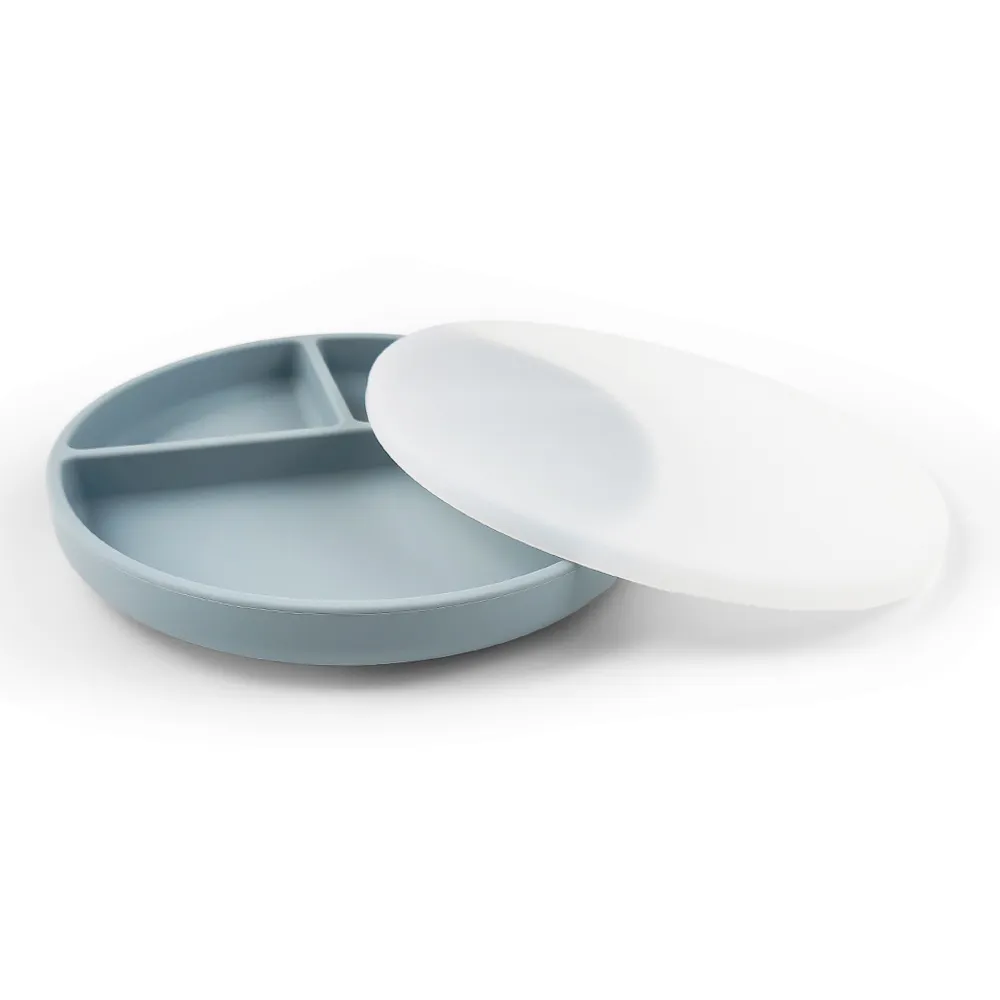 Assiette de sevrage en silicone pour bébé avec couvercle sans BPA