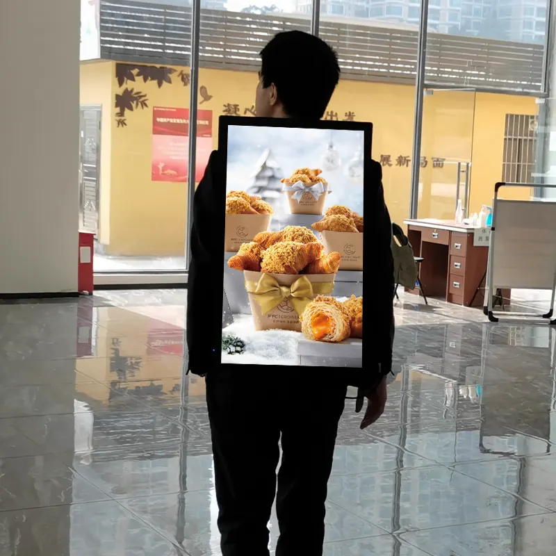 Con người đi bộ 27inch màn hình lớn hệ thống Android kỹ thuật số biển Màn hình LCD quảng cáo biển quảng cáo