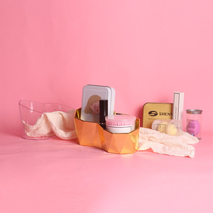 Gold Plastic Cosmetic Storage <b>Box</b> 5.5L Desktop Organizer For <b>Makeup</b> Tidy Storage Solid Color - Product Image 2