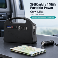 Station d'alimentation portable 146Wh 100W, alimentation 39600mAh AC DC USB, lumière LED, boussole pour le camping, les activités de plein air, les voyages et les situations d'urgence