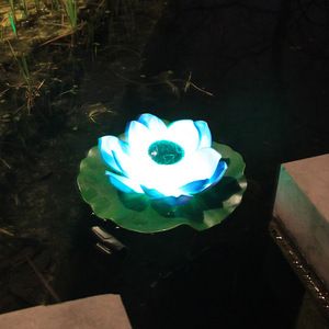 Luces solares de jardín flotantes con forma de flor de loto, LED, resistentes al agua, decoración para estanques exteriores con panel solar para jardín y patio. - Product Image 4