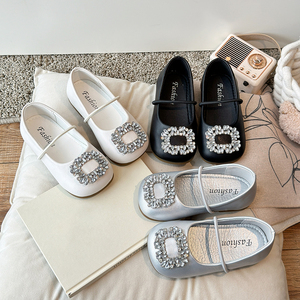 Scarpe da Ballerina <span class=keywords><strong>Bianche</strong></span> con Perle in PU per Bambine, Suola Morbida Illuminata, Slip-On per Primavera Autunno Inverno, Suola in Gomma, Prezzo di Fabbrica - Product Image 1