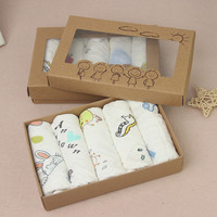 Lot de 5 bavoirs en mousseline de coton pour tout-petits ensemble de tissu pour bébé bavoirs d'alimentation boîte-cadeau pour nouveau-né