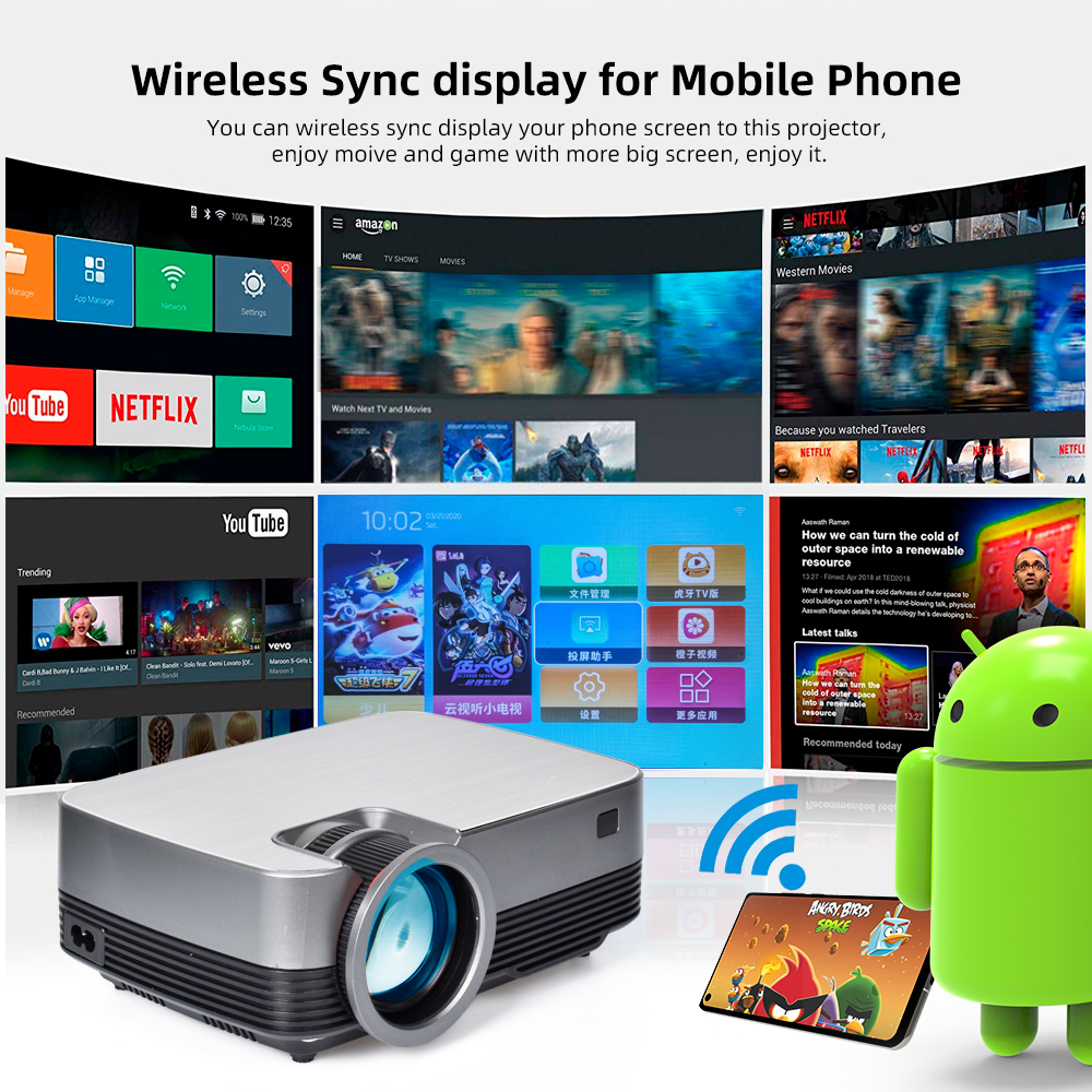 [Amazon Hot sale] Mini 720P HD Projector native resolution 720p support 1080P portable projector home theater