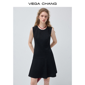 VEGA CHANG 2026 Nuevo Vestido Mini Negro sin Mangas con Cuello Redondo, Minimalista y Versátil para Fiestas de Primavera y Uso Diario - Product Image 3