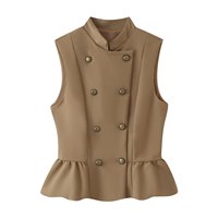 TAOP&ZA Élégant et Stylé Nouvelle Collection Automne 2026 : Gilet sans Manches à Col Montant et Volants Style Rétro Chinois pour Femme