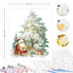 CHENISTORY Peinture Acrylique Diy Peinture par Numéros pour Adultes <span class=keywords><strong>Père</strong></span> <span class=keywords><strong>Noël</strong></span> Arbre de <span class=keywords><strong>Noël</strong></span> Dessiner Image par Numéro Kits de Bricolage - Product Image 2