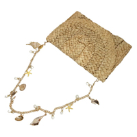 Sac à main en paille tissée avec perles pour femmes, style décontracté, classique, été, plage, soirée, mariage, sac à main, style épaule