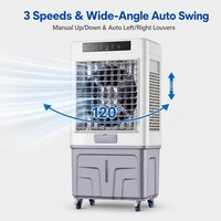 Enfriador de aire evaporativo comercial FJ-1120DLR con control remoto, flujo de aire de 8000 CMH, tanque de agua de 60L, 200W para taller
