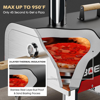 Four à pizza au gaz commercial portable moderne de grande taille avec plateau tournant en pierre, chariot en acier inoxydable pour une utilisation en extérieur dans les restaurants