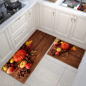 Usine directe populaire cuisine tapis imperméable <span class=keywords><strong>2</strong></span> pièces ensemble Texture douce Durable impression 3D légumes cuisine Anti Fatigue tapis de sol - Product Image 1
