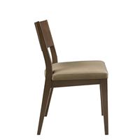 Chaise de salle à manger contemporaine en chêne massif R/H, design inspiré du style français LIGN, avec accoudoirs et dossier rembourrés en cuir Cortex, mobilier de maison mobile