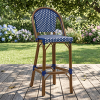Tabouret de bar en rotin PE et aluminium, durable et léger, style bambou, pour café, hôtel et jardin – Chaises hautes de bar