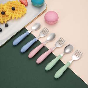 New Free Kids Flatware <b>Toddler</b> Utensils Kids Plastic Stainless Steel Spoon Fork Baby Forks and Spoons Set Kids <b>Cutlery</b> Set New - Product Image 2