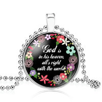 Collares al por mayor con dijes de flores católicas, cúpula de cristal y versículos bíblicos, inspiradores de fe, para mujeres y hombres, joyería cristiana