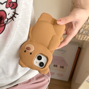 Custodia in Silicone 3D orso carino per iPhone 13 14 15 16 Pro Max in cartone animato adorabile animale Cover del telefono antiurto - Product Image 4