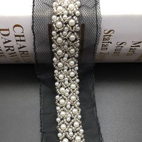 Accessoires de vêtements Ceinture en tissu de maille blanche Ruban de dentelle Perle de dentelle Tissu de dentelle perlée Tresse de perle Garniture de perle