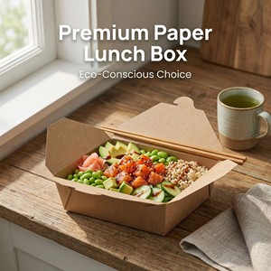Cajas de Papel Biodegradables para Almuerzo, Contenedores Resistentes para Llevar Comida de Cafeterí<span class=keywords><strong>a</strong></span> o <span class=keywords><strong>Bistro</strong></span>, Opción de Empaque Sostenible para Comida para Llevar - Product Image 1
