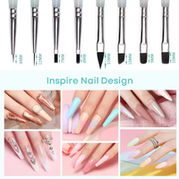 Ensemble de 8 pinceaux professionnels de haute qualité pour nail art, avec manche en acrylique coloré et poils en nylon, pour la peinture et le gel.
