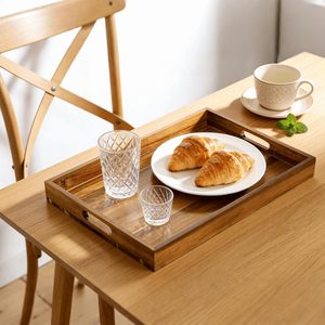 Unique Kitchen <b>Trays</b> Set Food Wood Valet <b>Trays</b> Serving Platter Party extra <b>Large</b> Acacia Wood Serving <b>Tray</b> With Handles - Product Image 6