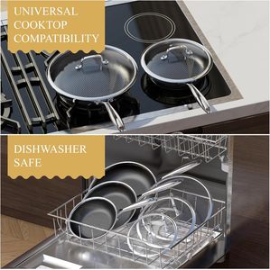 Batterie <span class=keywords><strong>de</strong></span> cuisine en acier inoxydable 3 plis <span class=keywords><strong>de</strong></span> haute qualité Mini <span class=keywords><strong>casserole</strong></span> lourde <span class=keywords><strong>haut</strong></span> <span class=keywords><strong>de</strong></span> <span class=keywords><strong>gamme</strong></span> antiadhésive Poêle à frire en nid d'abeille au design moderne avec couvercle - Product Image 6