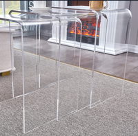 Table basse console moderne en acrylique transparent sur mesure, extensible et entièrement assemblée, pour salon