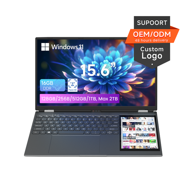 New Intel Dual Touch Laptop 15.6" +7" Displays High Performance Cooling Business Use English Keyboard Metal Windows 11 16GB SSD