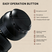 Casque de jeu sans fil supra-auriculaire LDON 839 avec 6 haut-parleurs dynamiques, coussinets en mousse à mémoire de forme, son Hi-Fi et commandes intégrées