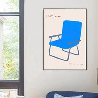 Tableau sur toile motif citron et chaise bleue, décoration murale moderne nordique pour salon, salle à manger, chambre à coucher, décoration intérieure