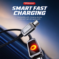 Kabel Pengisian Daya USB C Smart Auto Cut-off PD Fast Charge, Kabel Data Type-C ke Type-C Berbahan Zinc Alloy Kepang untuk Ponsel dan Notebook