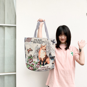 Bolso de compras tipo tote de lona con cremallera estilo étnico para mujer, características regionales, gran capacidad, sencillo para el día a día - Product Image 6
