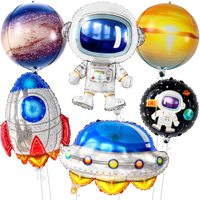 Ensemble de décoration de fête d'anniversaire sur le thème de l'espace, fusée, astronaute, vaisseau spatial, ballon en feuille d'aluminium 4D, espace extérieur, voie lactée, système solaire, planète
