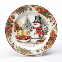 Plato de Cerámica con Diseño de Reno y Muñeco de Nieve Navideño |   Plato de Navidad con Diseño Personalizado, Venta al por Mayor, OEM, ODM 2. Diez Atributos Personalizados