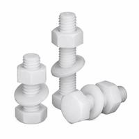 TEBAK Wonderful White M6 M8 1/2 pouce de long, vis hexagonales en nylon PP, boulons hexagonaux en plastique, écrous et rondelles