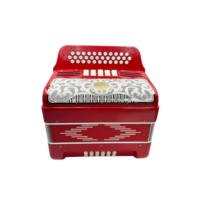 SEASOUND OEM JB3412D Golden Cup Accordéon Diatonique Professionnel Corps Rouge Celluloïde 34 Boutons 12 Basses 5 Enregistrements Blanc Doré