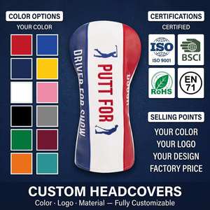 Housse de tête de club de golf personnalisée avec logo d'entreprise pour tournoi, en cuir PU brodé, pour driver, fairway, hybride, cadeau événementiel, usine OEM - Product Image 1