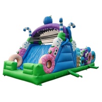 Parcours d'obstacles gonflable commercial Candy Monster avec toboggan pour location, aire de jeux gonflable sur le thème des beignets pour événements et fêtes d'enfants