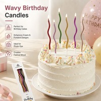 Bougie d'anniversaire torsadée métallique ondulée en boîte, bougie spirale longue et courbée pour décoration de gâteau d'anniversaire
