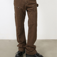 Venta caliente Retro Mediados de cintura Cargo Pantalones Custom Washed Loose Fit Hammer Loop Baggy High Street Vintage Impermeable Sólido-Venta al por mayor