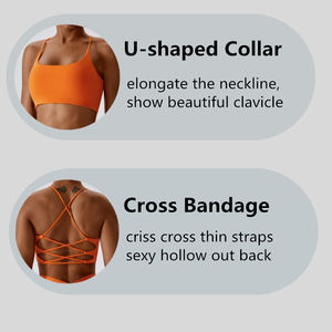 Soutien-gorge de sport populaire d'été pour femmes, soutien-gorge de sport rembourré à gros seins, antichoc, de gymnastique, de sport, creux dans le dos, vente en gros - Product Image 2